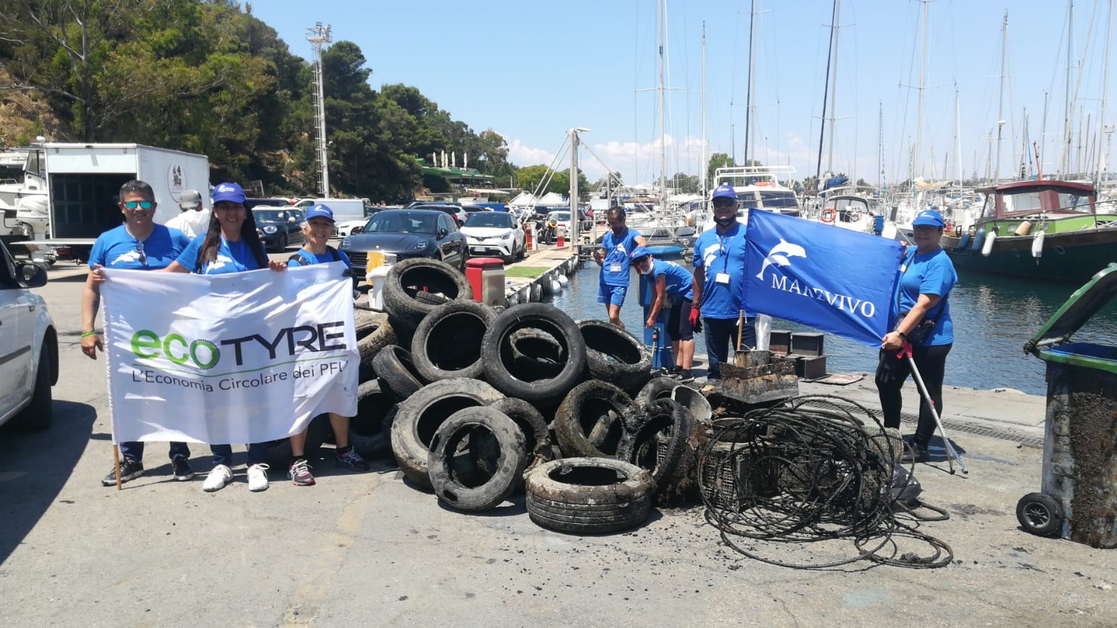 Abbiamo recuperato 2000 chili di pneumatici abbandonati a Cagliari