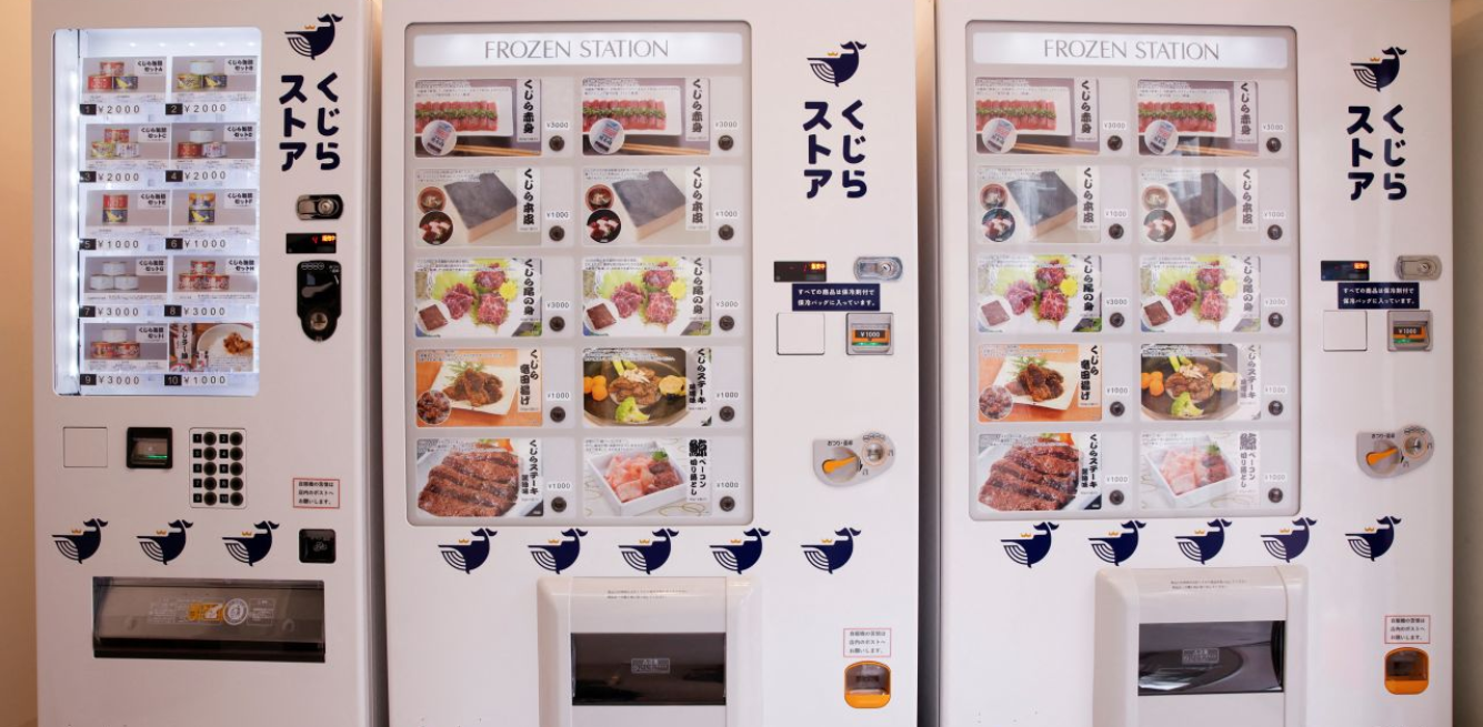 Whale meat on sale in vending machines in Japan