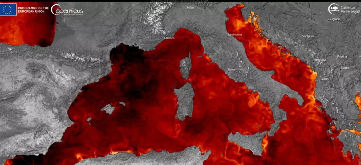 Mediterraneo bollente, clima impazzito: l’area si scalda più velocemente rispetto alla media globale